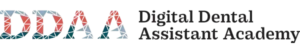 DDAA patterned initials with Digital Dental Assistant Academy text on gray background