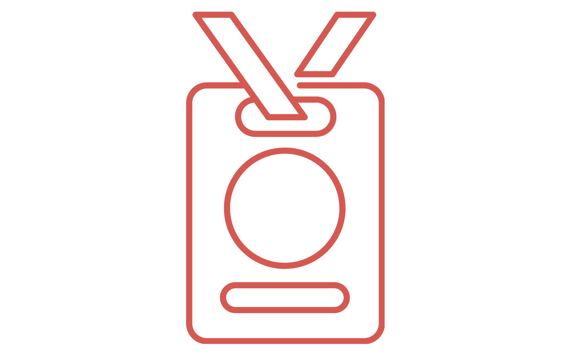 Red ID badge icon with lanyard on transparent background